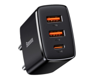 Ładowarka i akumulator BASEUS sieciowa Compact Quick Charger 2xUSB USB-C PD 3A 30W (czarna) CCXJ-E01